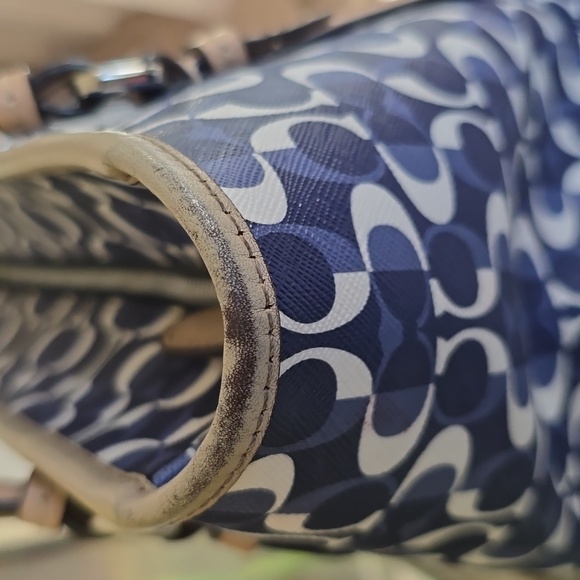 Coach Peyton Dream C Tote Blue White Signature Canvas Leather Trim Shoulder Bag - Picture 5 of 17